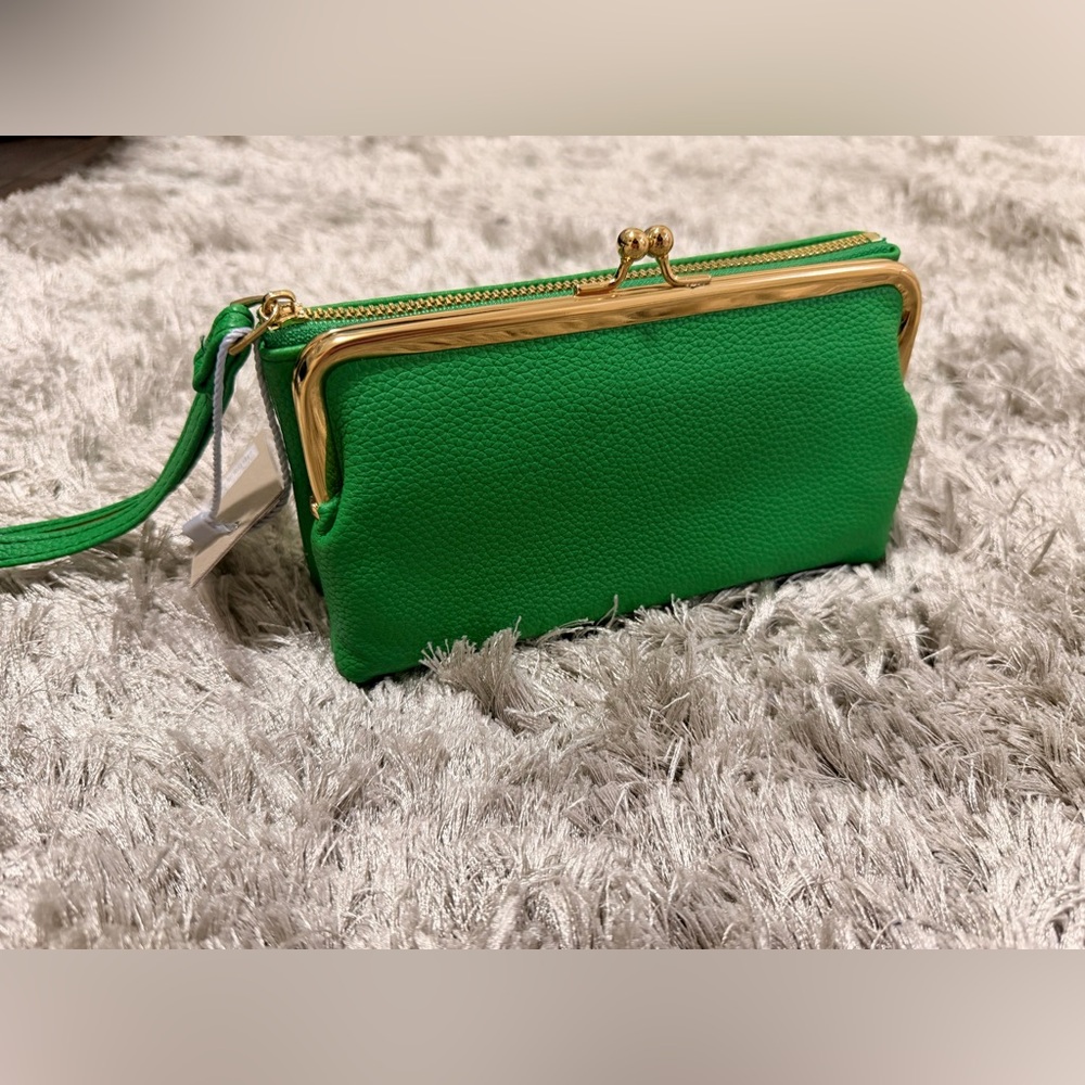Green Leather Clutch Bag (2 in 1)